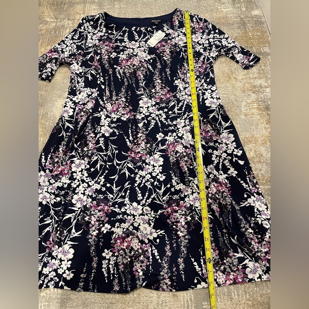 NWT Roz & Ali Floral Short Sleeve Midi Dress Women’s Size 18 Stretch Pockets $50 - Picture 7 of 8